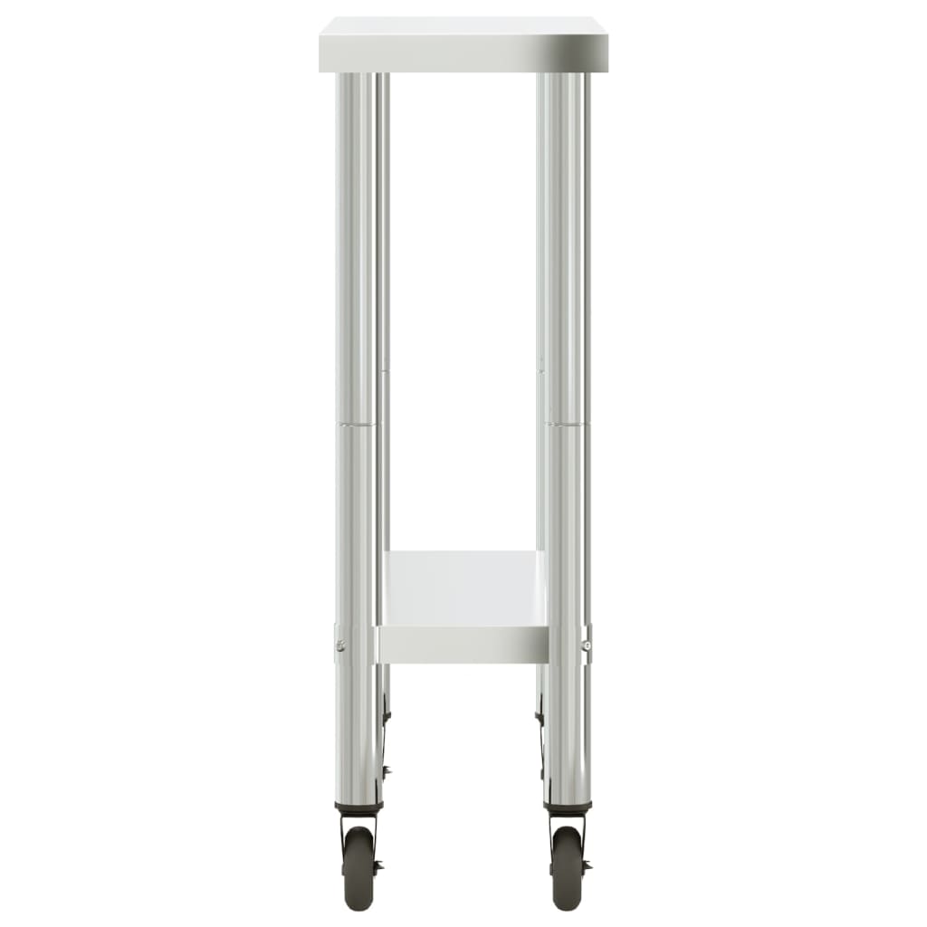 Kitchen Work Table with Wheels 82.5x30x85 cm Stainless Steel