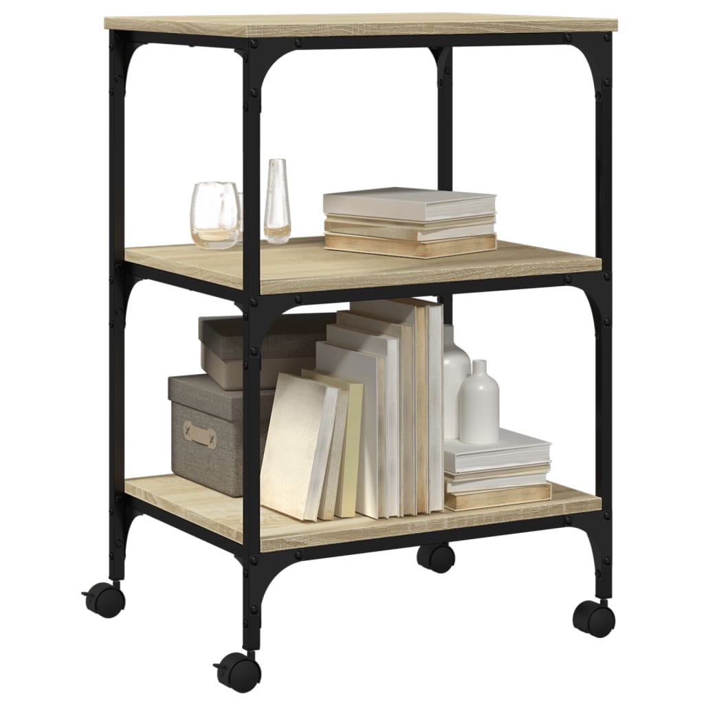 Printer Stand 3-Tier Sonoma Oak 50x41x75 cm Engineered Wood