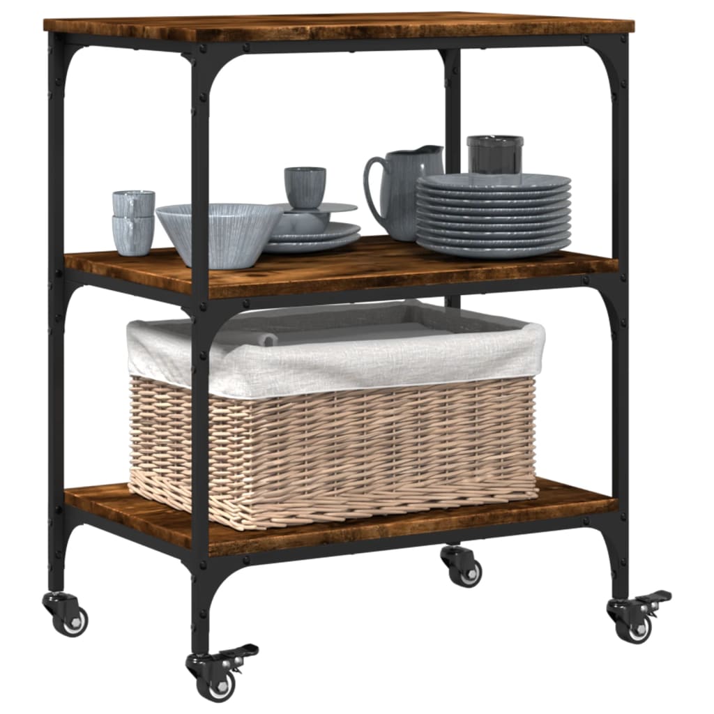 Kitchen Trolley Smoked Oak 60x41x76 cm Engineered Wood