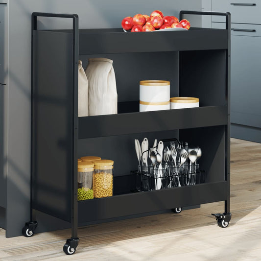 Kitchen Trolley Black 70x30x82 cm Engineered Wood