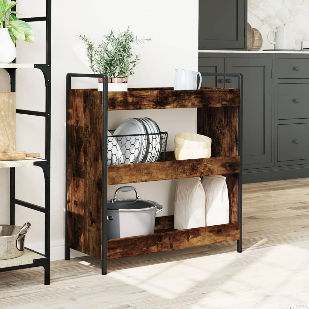 Kitchen Trolley Smoked Oak 70x30x82 cm Engineered Wood