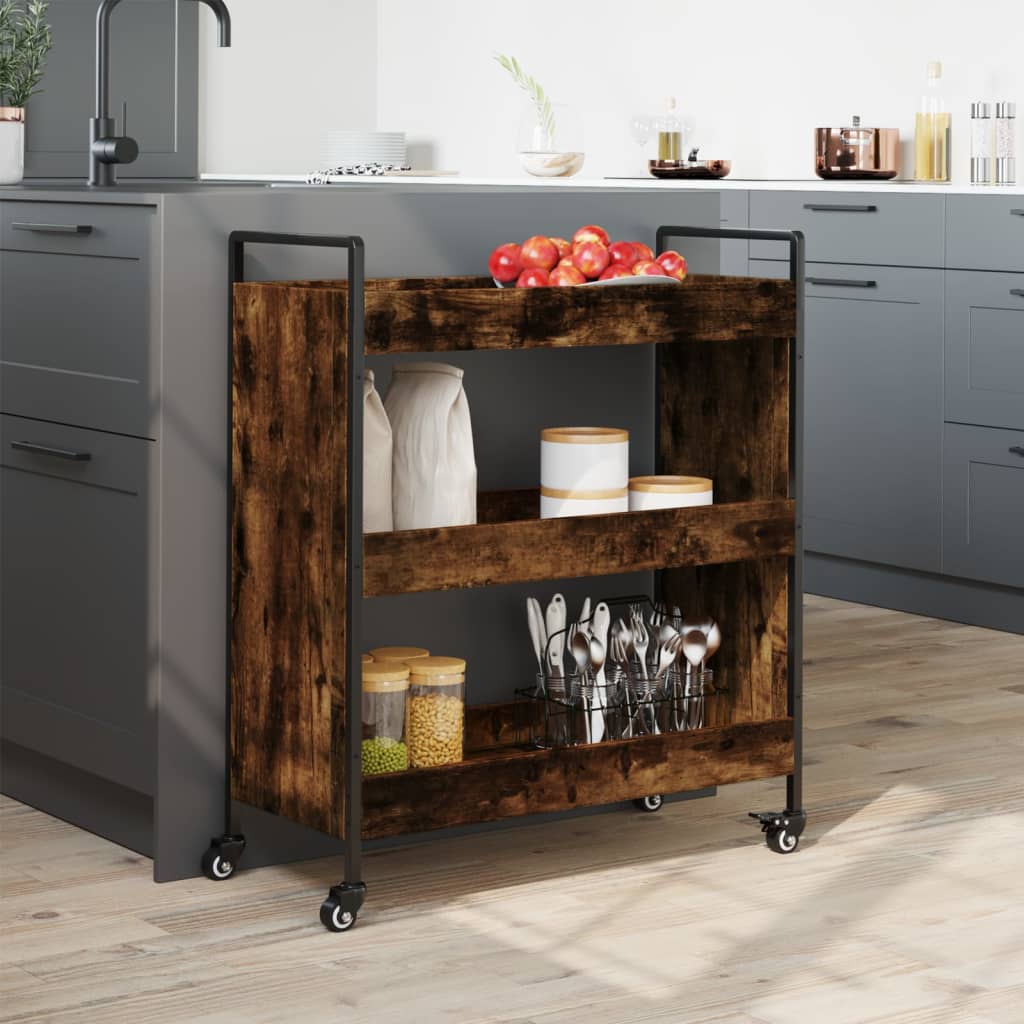 Kitchen Trolley Smoked Oak 70x30x82 cm Engineered Wood