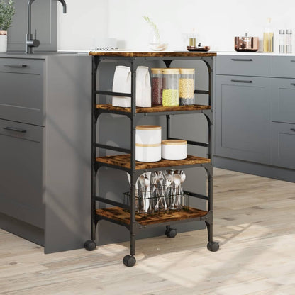 Kitchen Trolley Smoked Oak 45x35x89.5 cm Engineered Wood