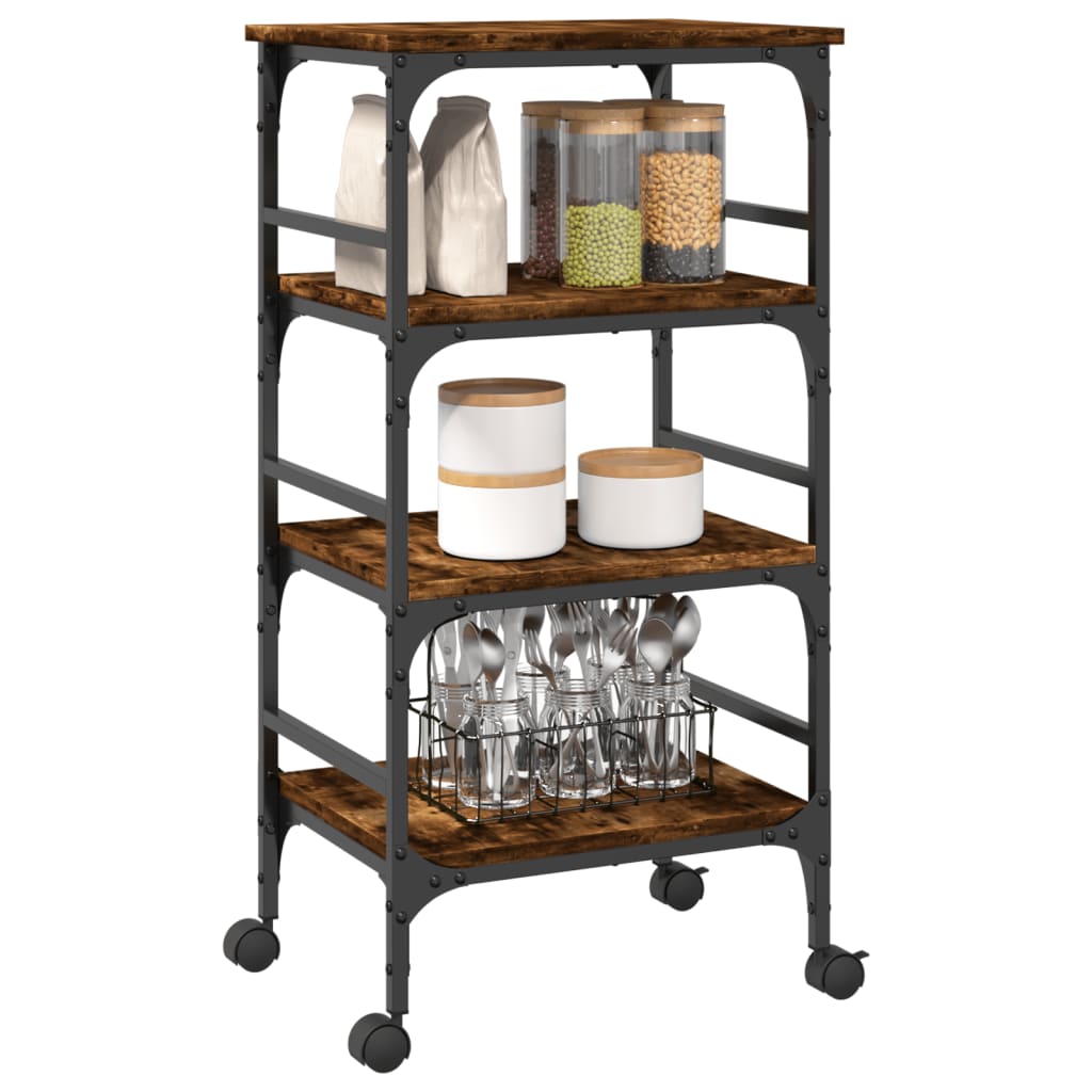 Kitchen Trolley Smoked Oak 45x35x89.5 cm Engineered Wood