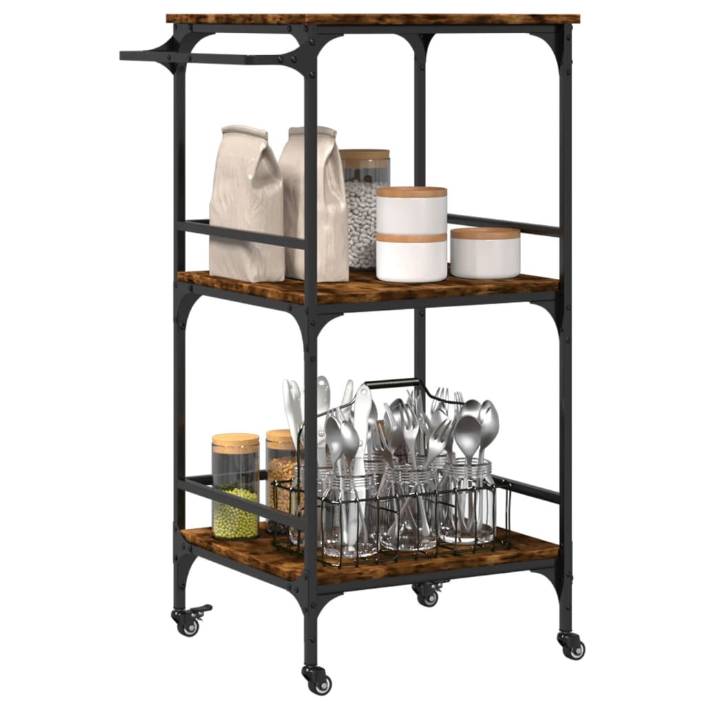 Kitchen Trolley Smoked Oak 60.5x50x105 cm Engineered Wood