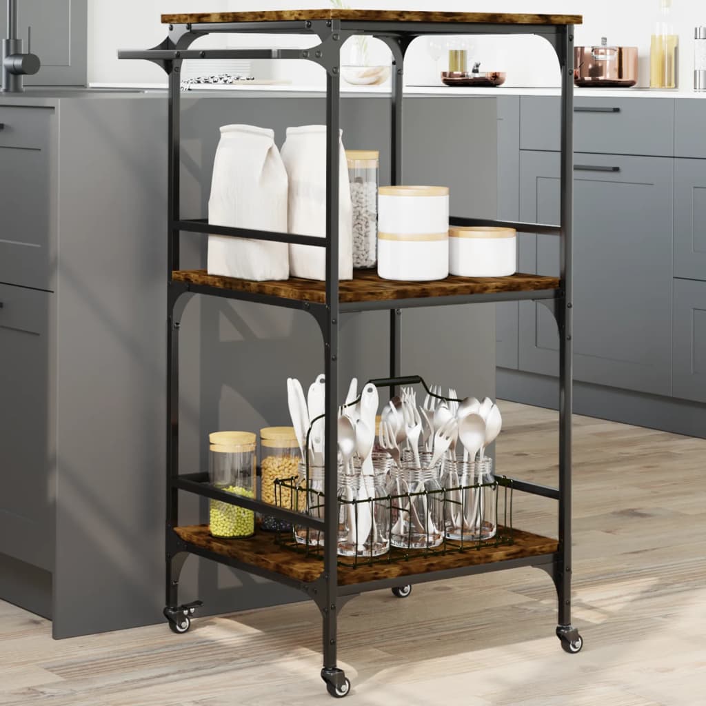 Kitchen Trolley Smoked Oak 60.5x50x105 cm Engineered Wood