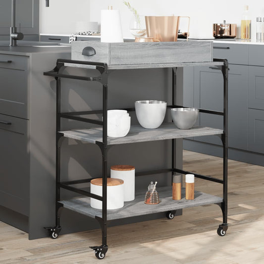 Kitchen Trolley Grey Sonoma 81.5x41x92.5 cm Engineered Wood