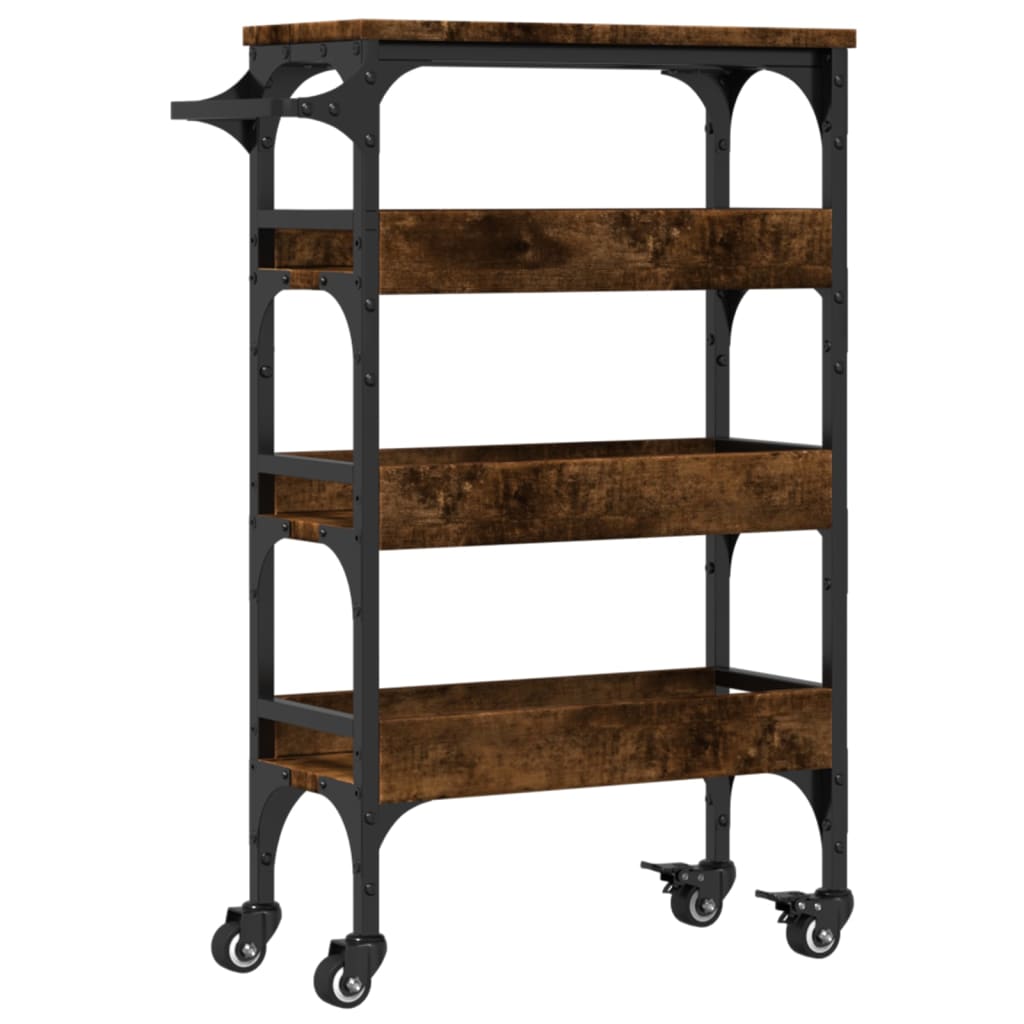 Kitchen Trolley Smoked Oak 53x20x76 cm Engineered Wood