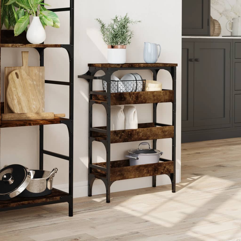 Kitchen Trolley Smoked Oak 53x20x76 cm Engineered Wood