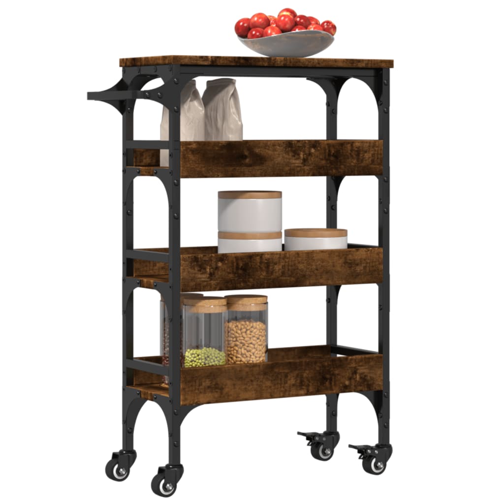 Kitchen Trolley Smoked Oak 53x20x76 cm Engineered Wood