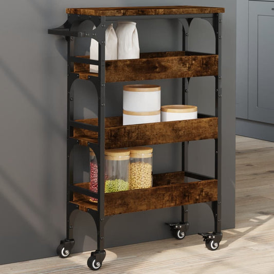 Kitchen Trolley Smoked Oak 53x20x76 cm Engineered Wood