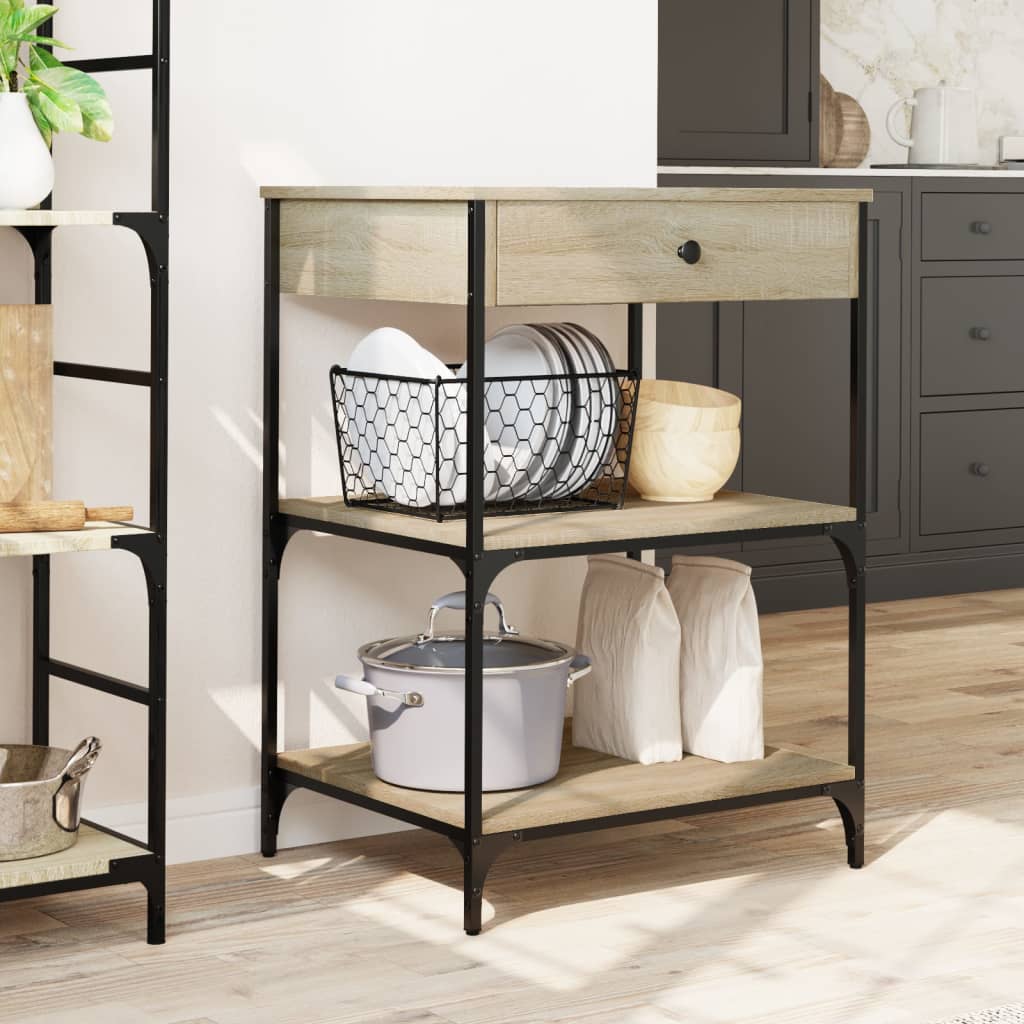 Kitchen Trolley Sonoma Oak 60x48x89.5 cm Engineered Wood