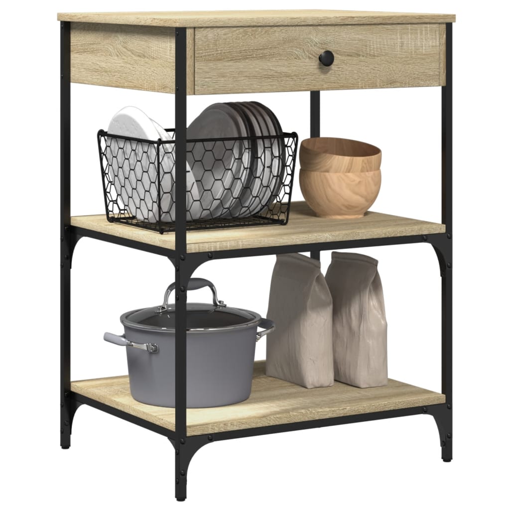 Kitchen Trolley Sonoma Oak 60x48x89.5 cm Engineered Wood