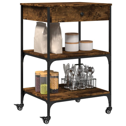 Kitchen Trolley Smoked Oak 60x48x89.5 cm Engineered Wood