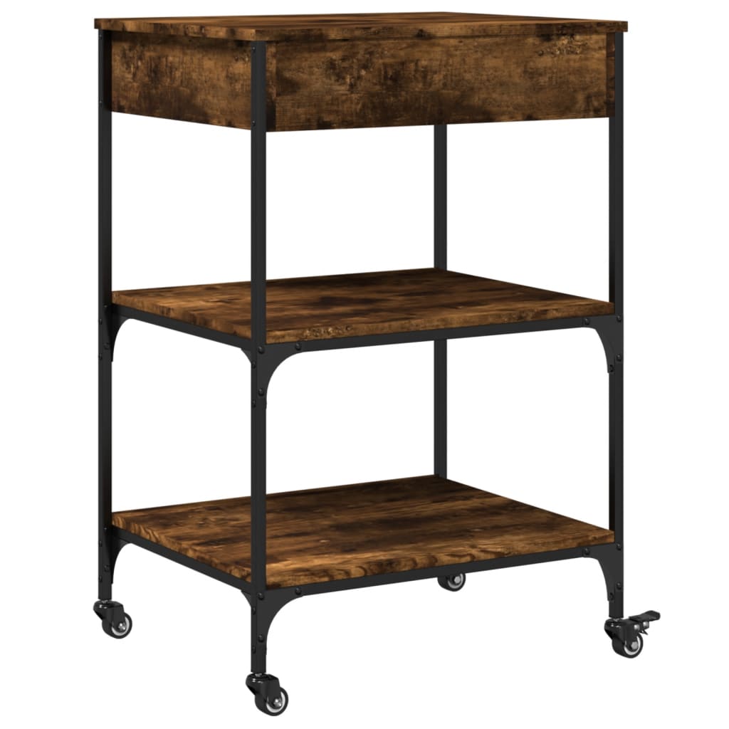 Kitchen Trolley Smoked Oak 60x48x89.5 cm Engineered Wood