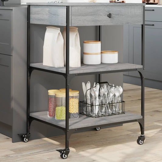 Kitchen Trolley Grey Sonoma 60x48x89.5 cm Engineered Wood