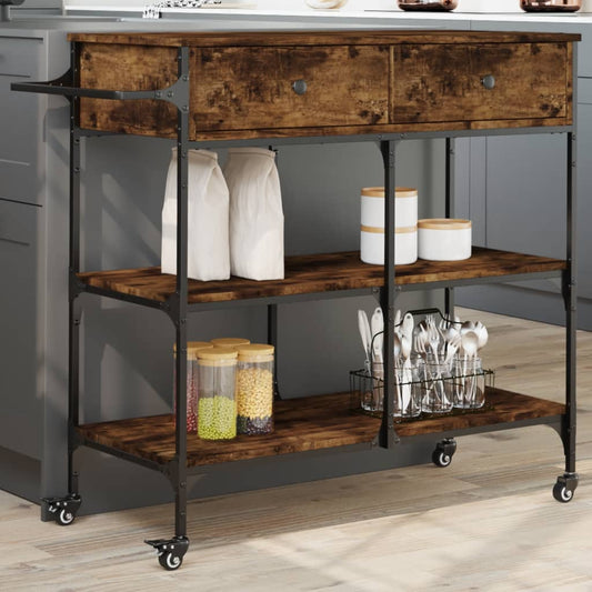 Kitchen Trolley Smoked Oak 105x42x95 cm Engineered Wood