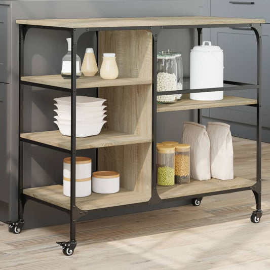 Kitchen Trolley Sonoma Oak 100x45x89.5 cm Engineered Wood