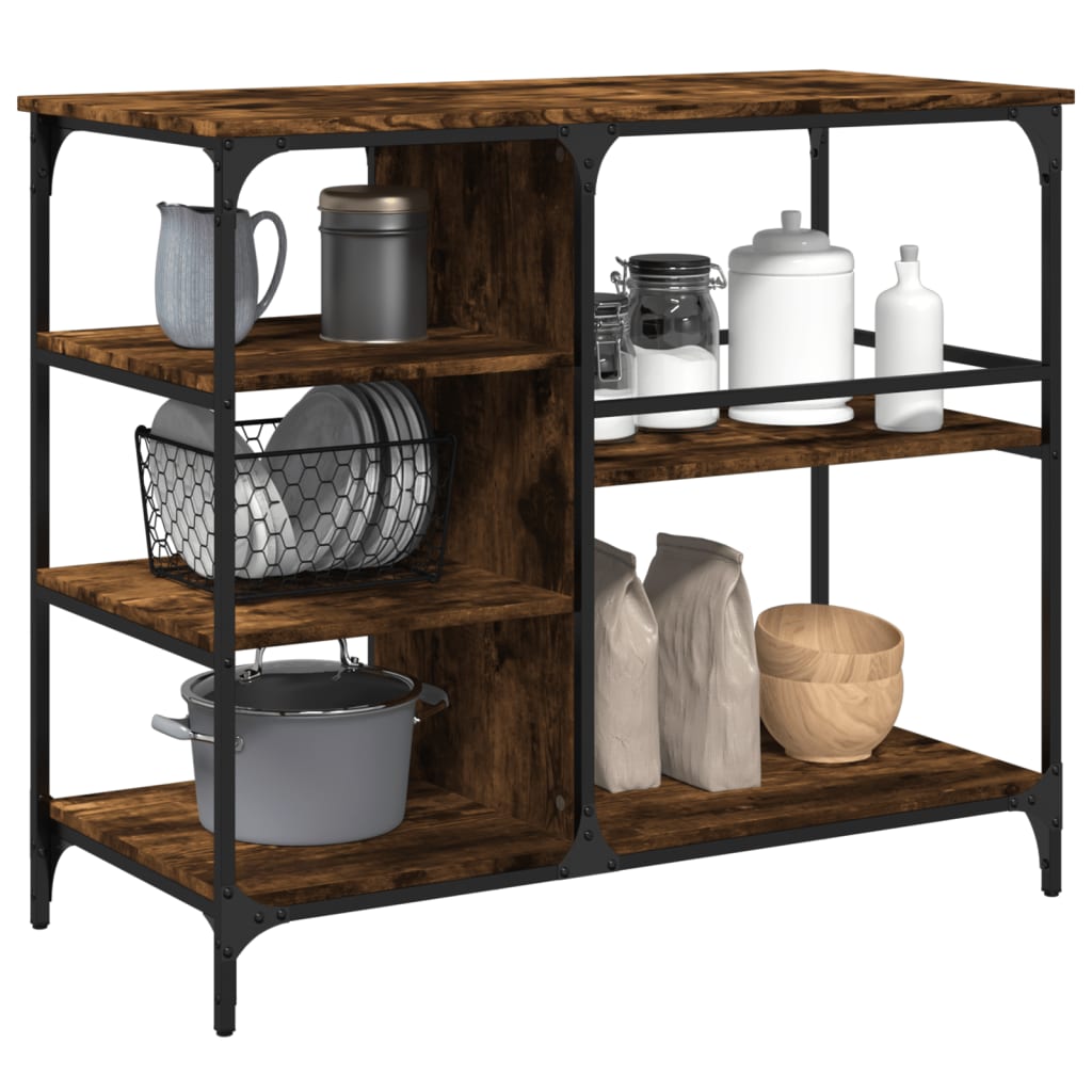 Kitchen Trolley Smoked Oak 100x45x89.5 cm Engineered Wood