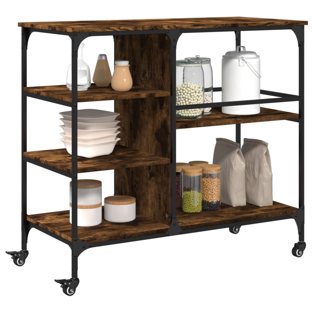 Kitchen Trolley Smoked Oak 100x45x89.5 cm Engineered Wood