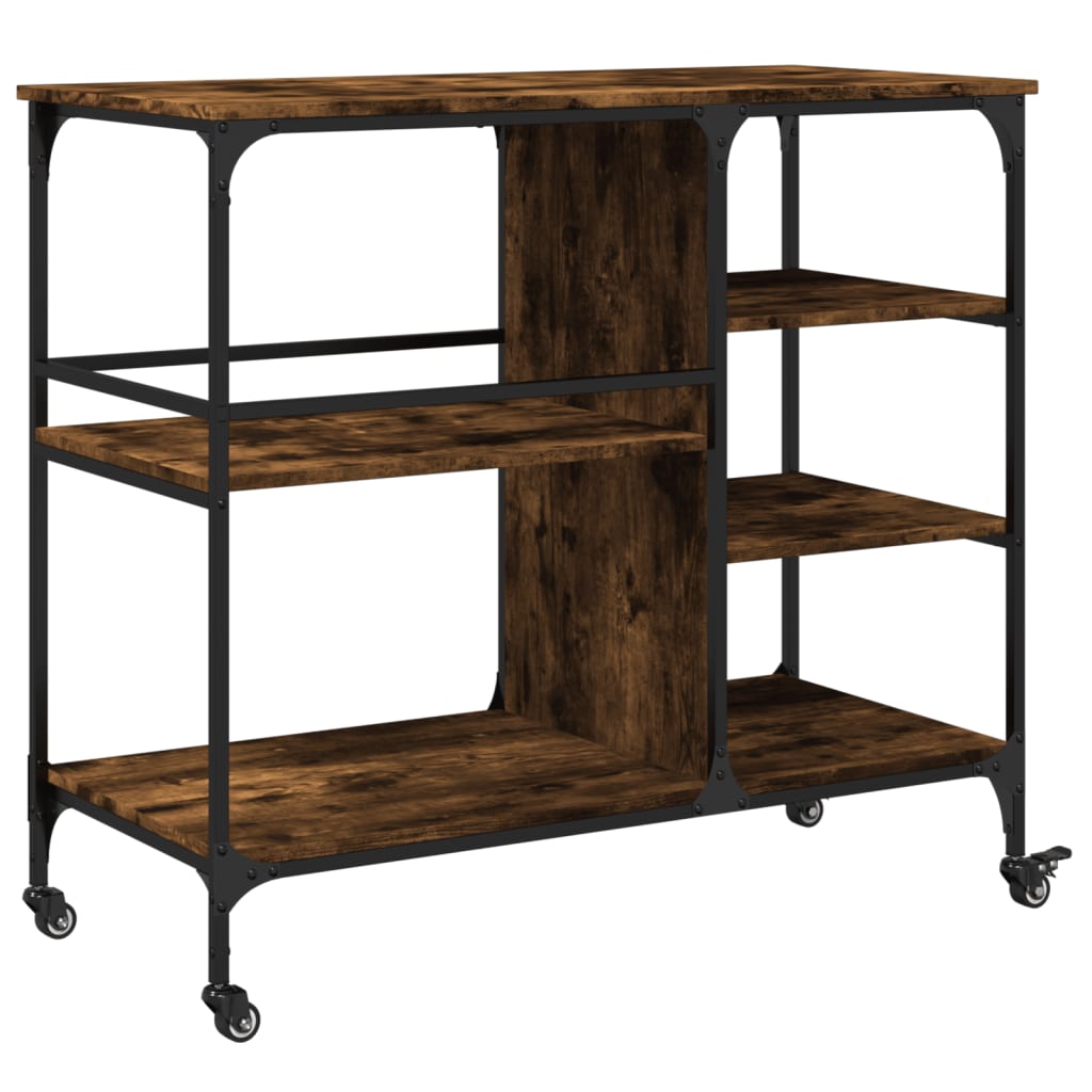 Kitchen Trolley Smoked Oak 100x45x89.5 cm Engineered Wood