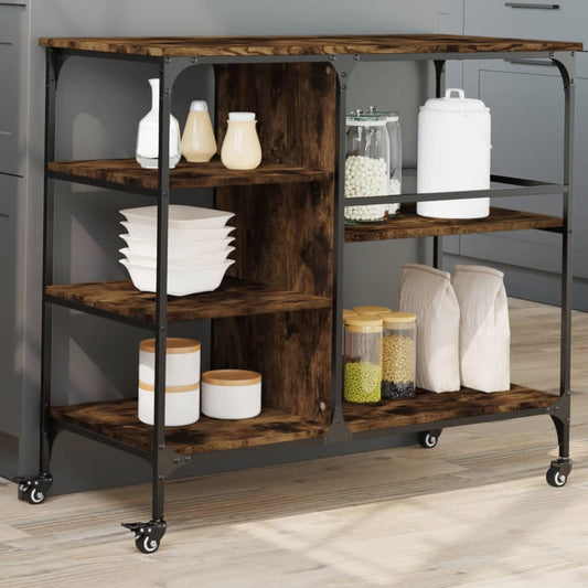 Kitchen Trolley Smoked Oak 100x45x89.5 cm Engineered Wood