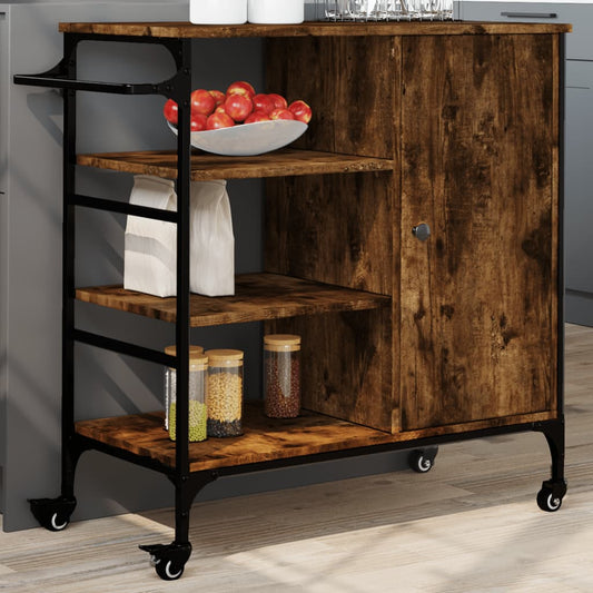 Kitchen Trolley Smoked Oak 87.5x38.5x84.5 cm Engineered Wood