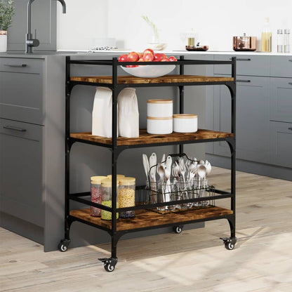 Kitchen Trolley Smoked Oak 65x40x86.5 cm Engineered Wood