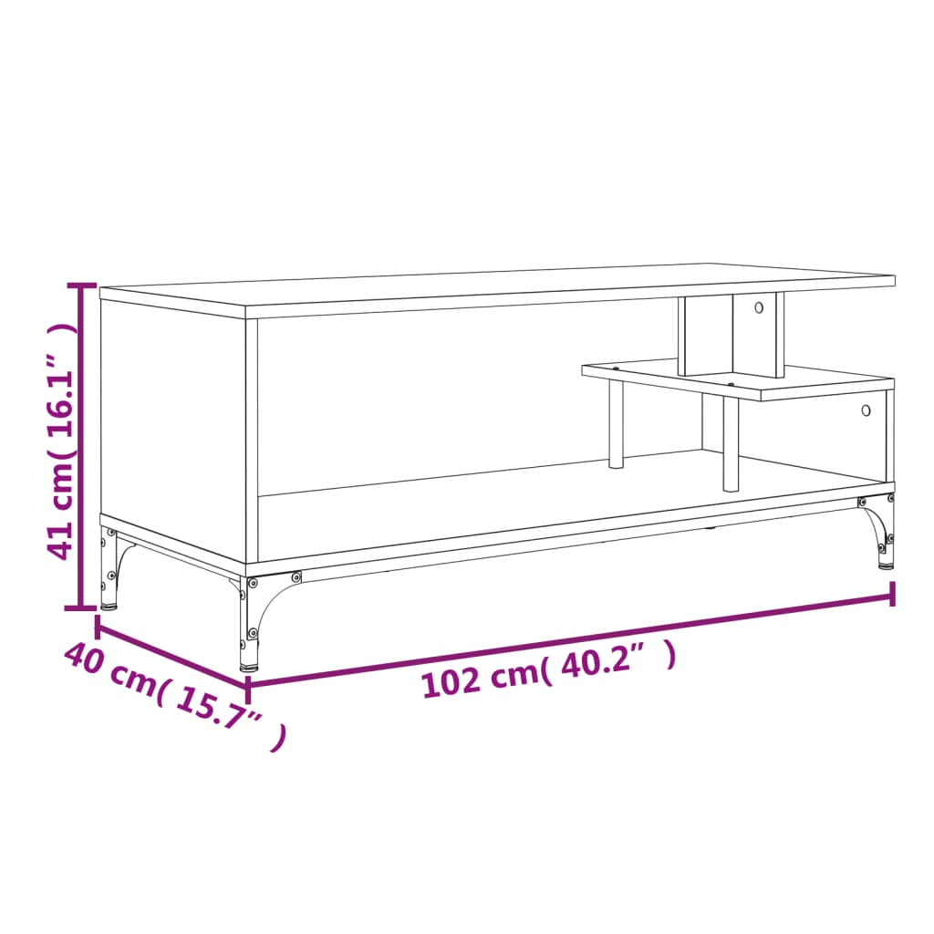 TV Cabinet Grey Sonoma 102x40x41 cm Engineered Wood and Powder-coated Steel