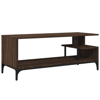 TV Cabinet Brown Oak 102x40x41 cm Engineered Wood and Powder-coated Steel