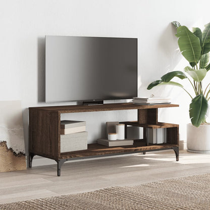 TV Cabinet Brown Oak 102x40x41 cm Engineered Wood and Powder-coated Steel