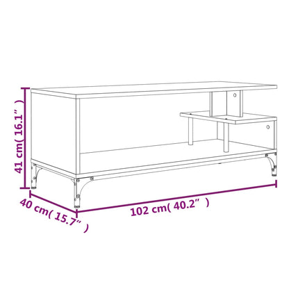 TV Cabinet Brown Oak 102x40x41 cm Engineered Wood and Powder-coated Steel