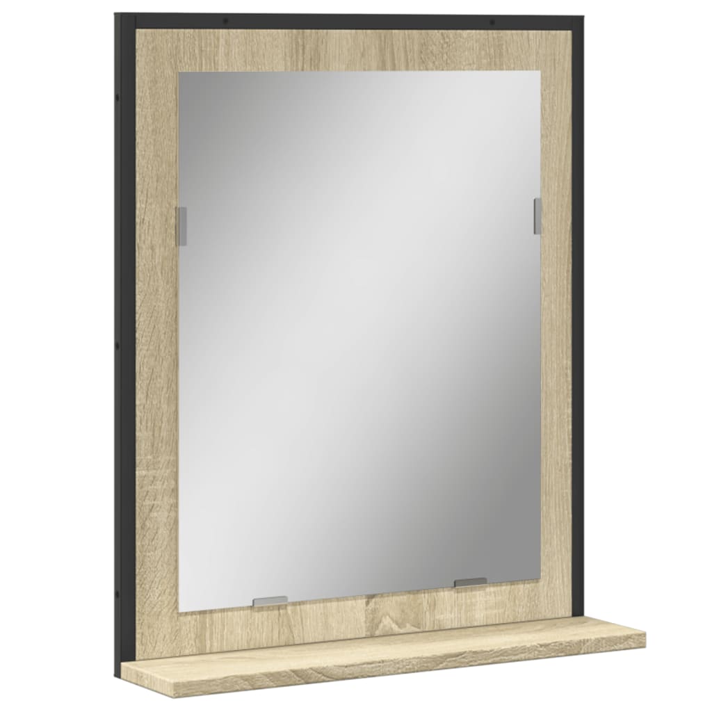 Bathroom Mirror with Shelf Sonoma Oak 50x12x60 cm Engineered Wood