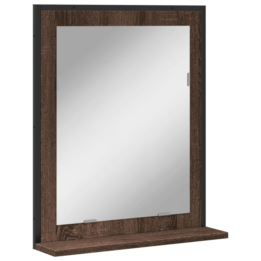 Bathroom Mirror with Shelf Brown Oak 50x12x60 cm Engineered Wood