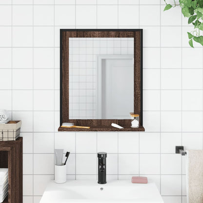 Bathroom Mirror with Shelf Brown Oak 50x12x60 cm Engineered Wood