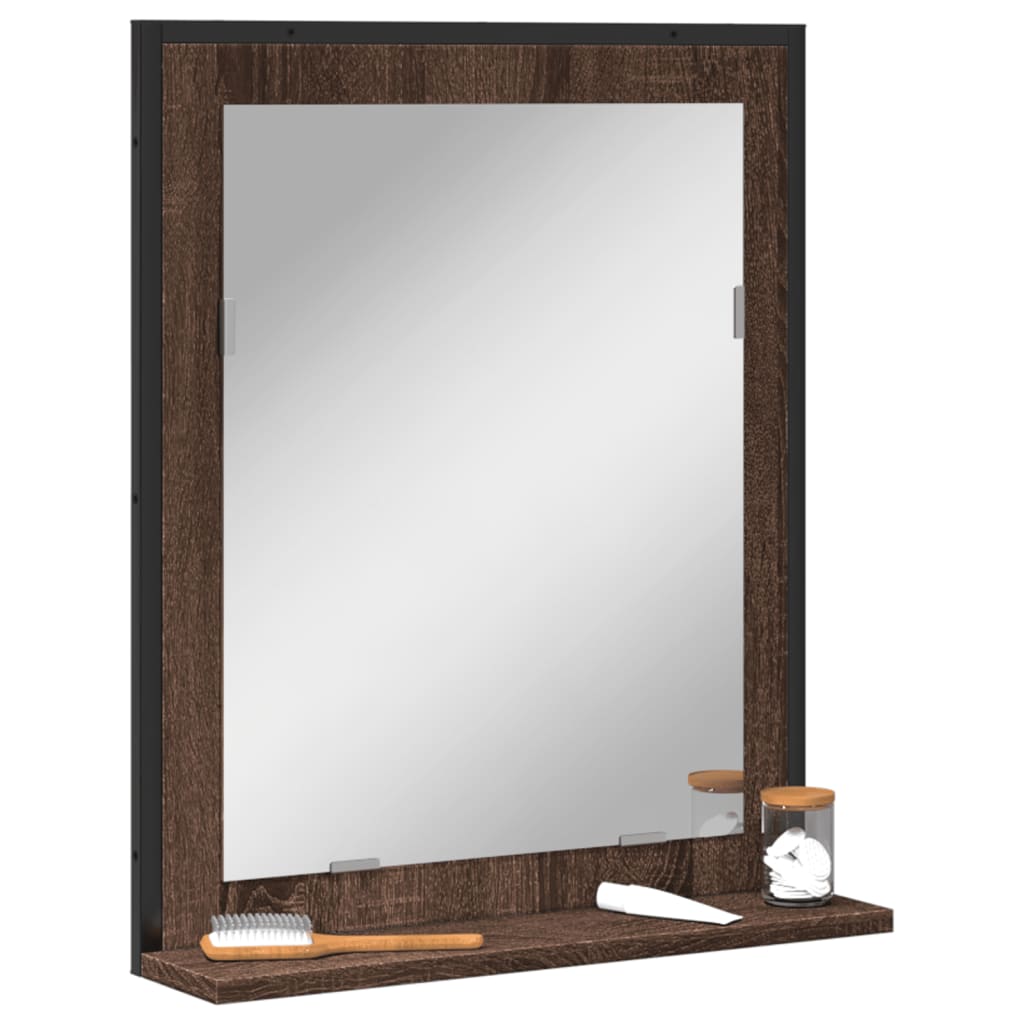 Bathroom Mirror with Shelf Brown Oak 50x12x60 cm Engineered Wood