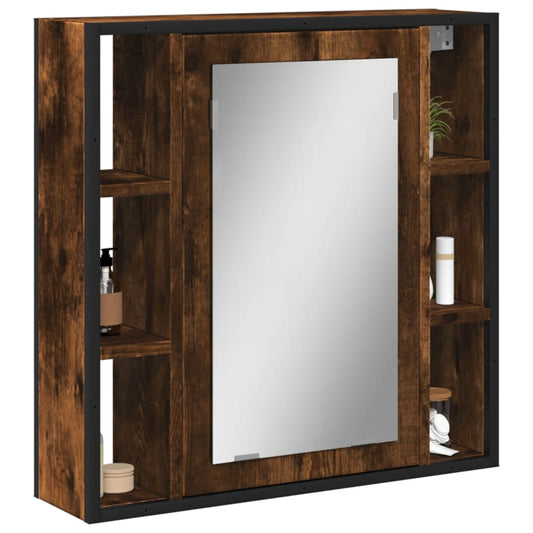 Bathroom Mirror Cabinet Smoked Oak 60x16x60 cm Engineered Wood