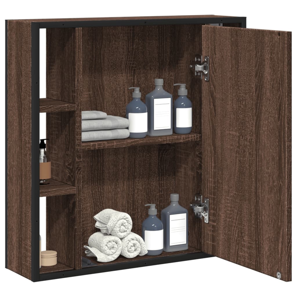 Bathroom Mirror Cabinet Brown Oak 60x16x60 cm Engineered Wood