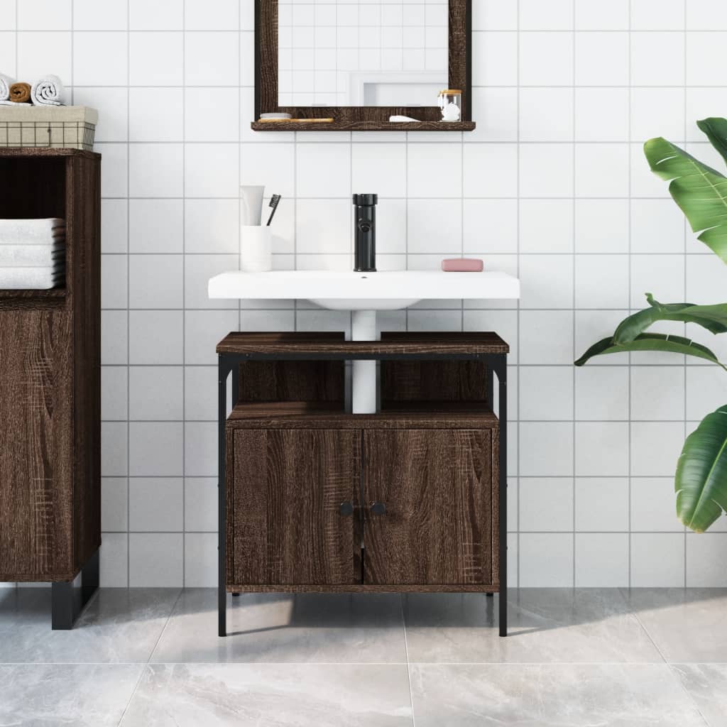 Bathroom Sink Cabinet Brown Oak 60x30x60 cm Engineered Wood