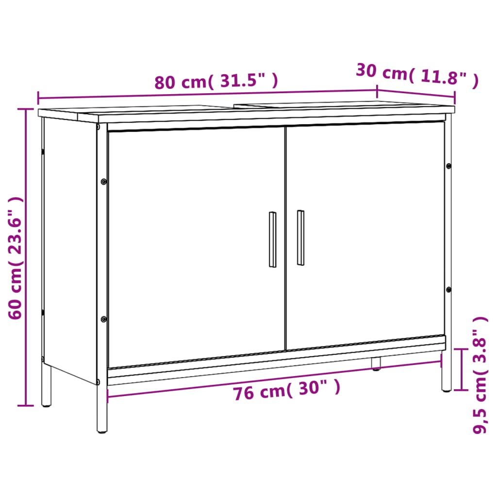 Bathroom Sink Cabinet Sonoma Oak 80x30x60 cm Engineered Wood