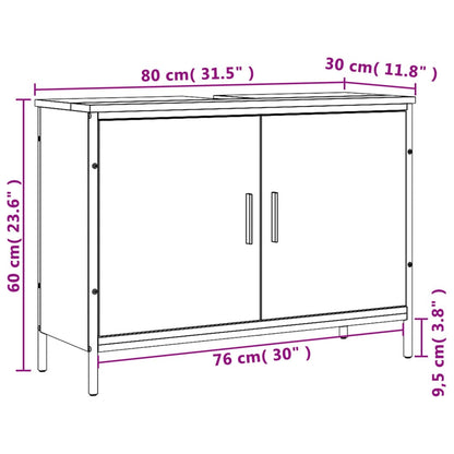 Bathroom Sink Cabinet Smoked Oak 80x30x60 cm Engineered Wood