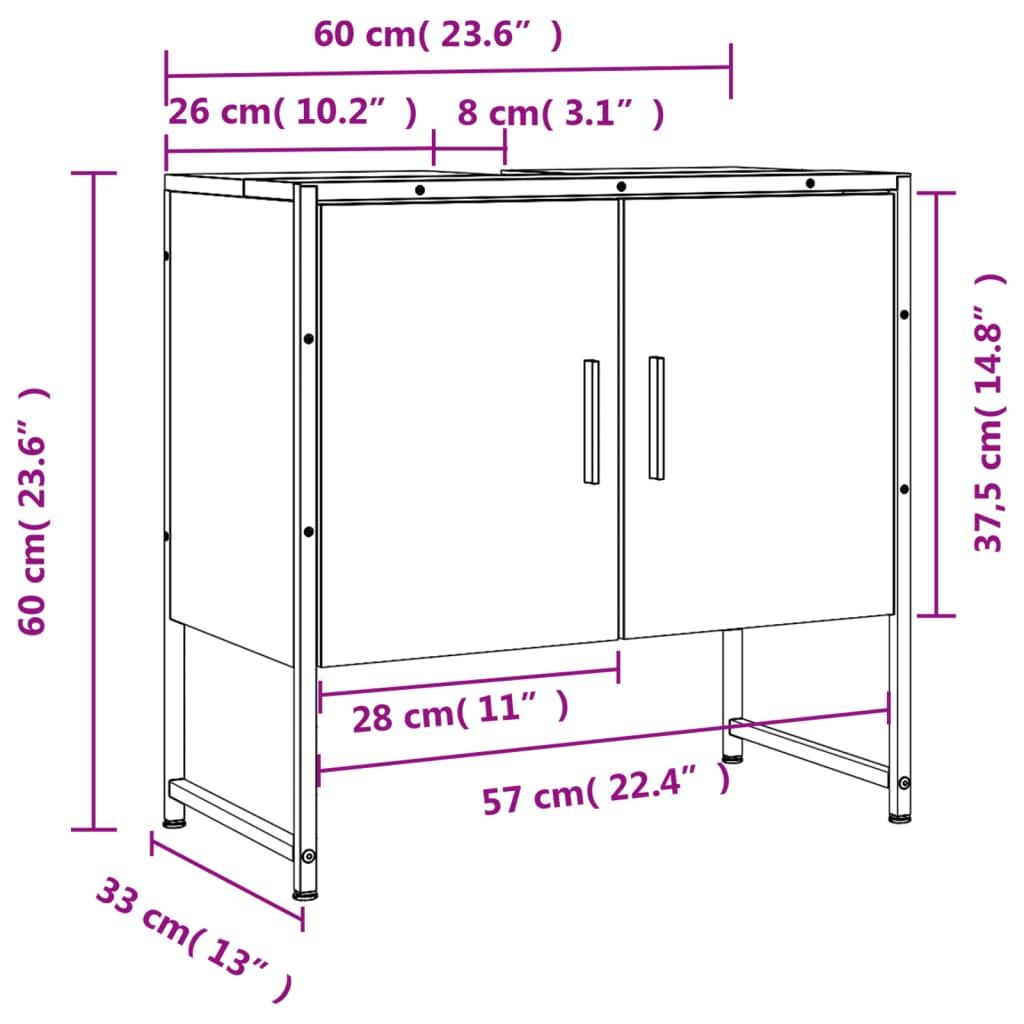 Bathroom Sink Cabinet Sonoma Oak 60x33x60 cm Engineered Wood