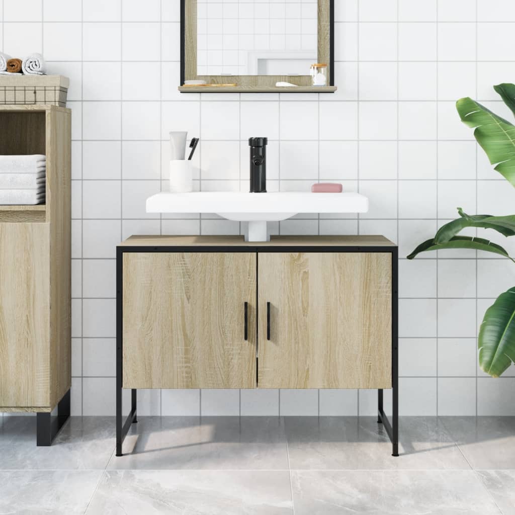 Bathroom Sink Cabinet Sonoma Oak 80x33x60 cm Engineered Wood