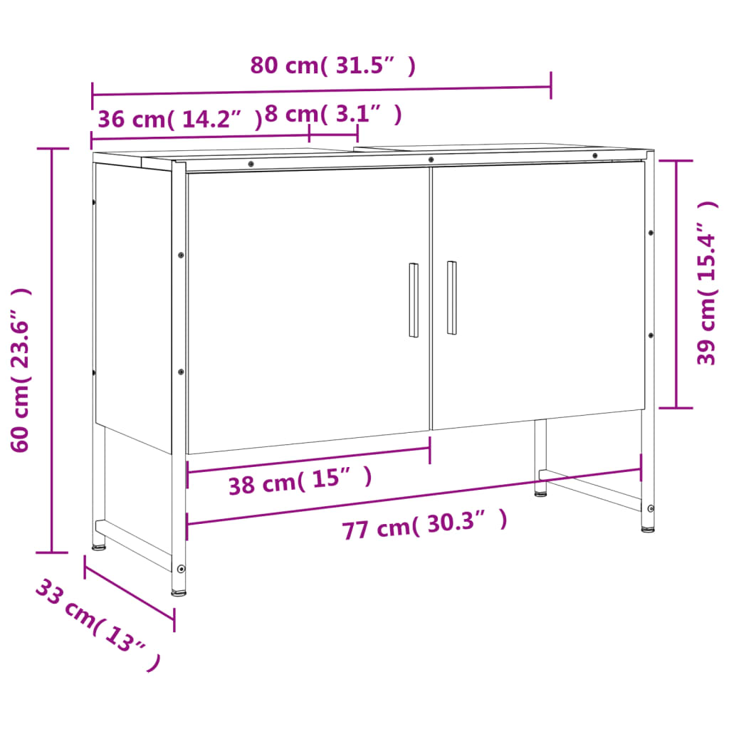 Bathroom Sink Cabinet Sonoma Oak 80x33x60 cm Engineered Wood