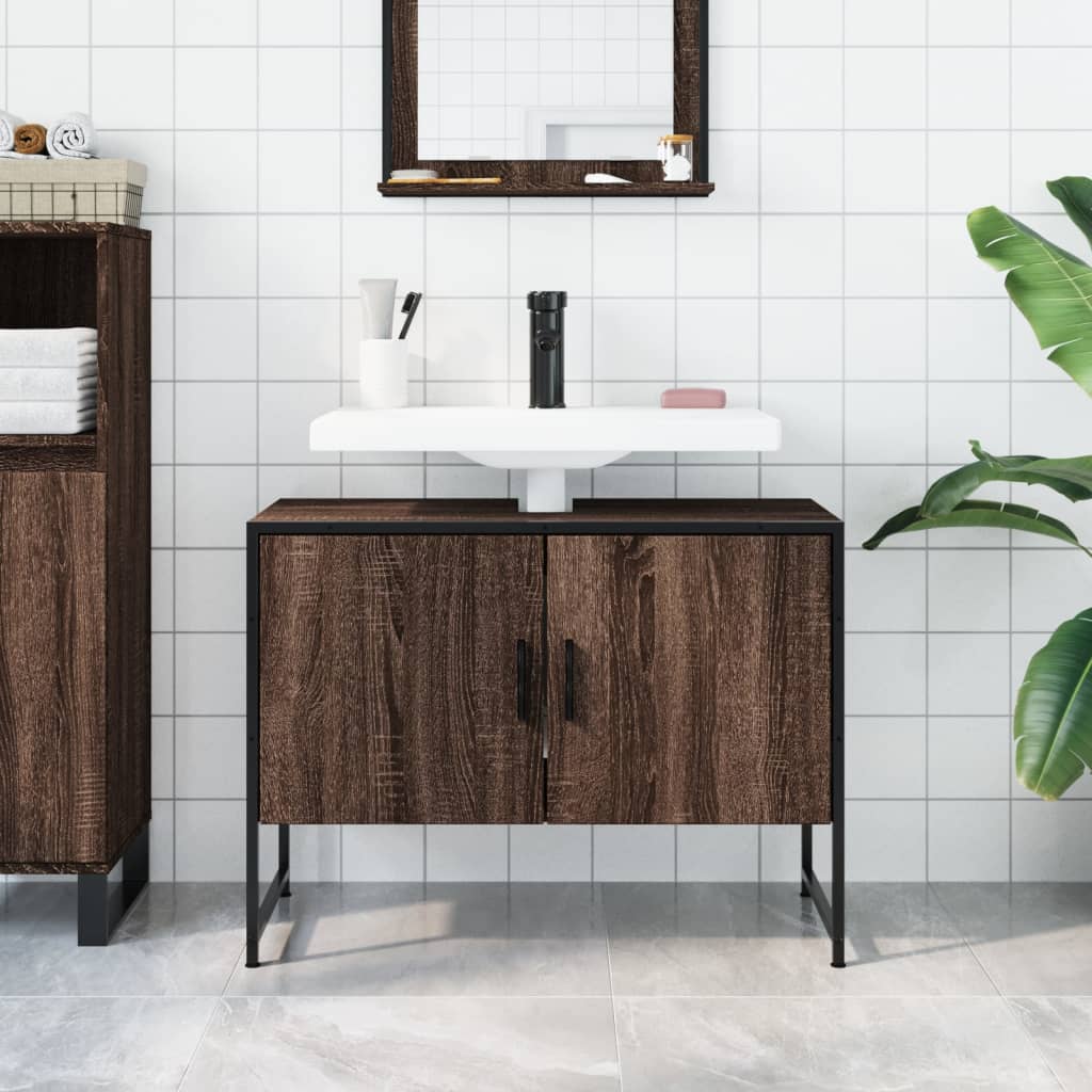 Bathroom Sink Cabinet Brown Oak 80x33x60 cm Engineered Wood