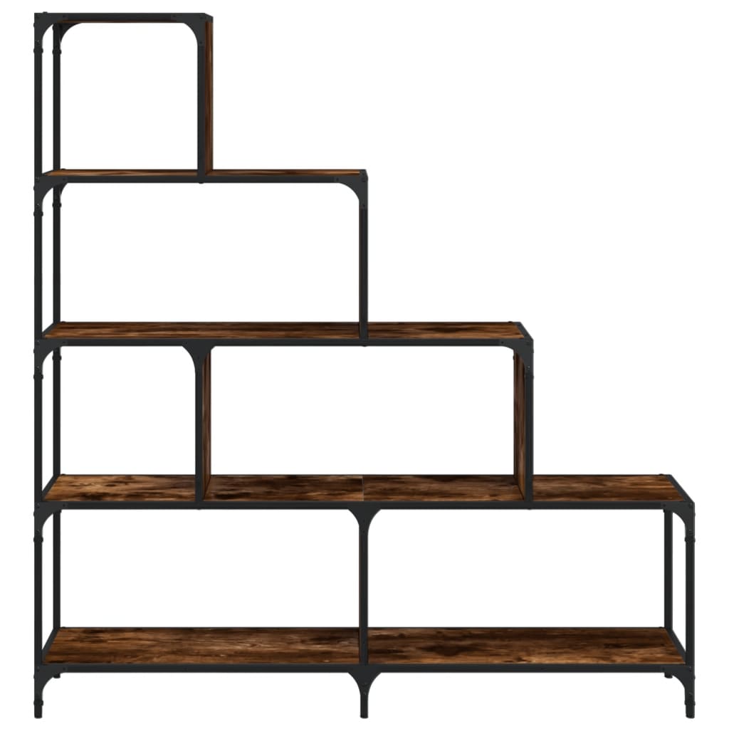 Bookcase 4-Stair Smoked Oak 139x33.5x149 cm Engineered Wood