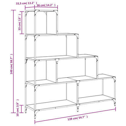 Bookcase 4-Stair Brown Oak 139x33.5x149 cm Engineered Wood