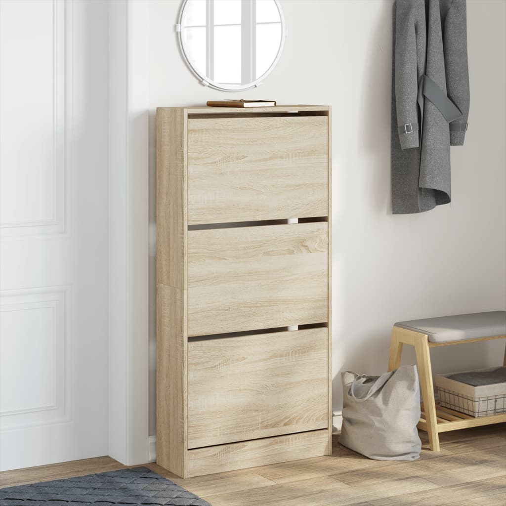 Shoe Cabinet Sonoma Oak 60x21x125.5 cm Engineered Wood