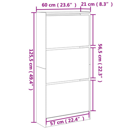 Shoe Cabinet Sonoma Oak 60x21x125.5 cm Engineered Wood