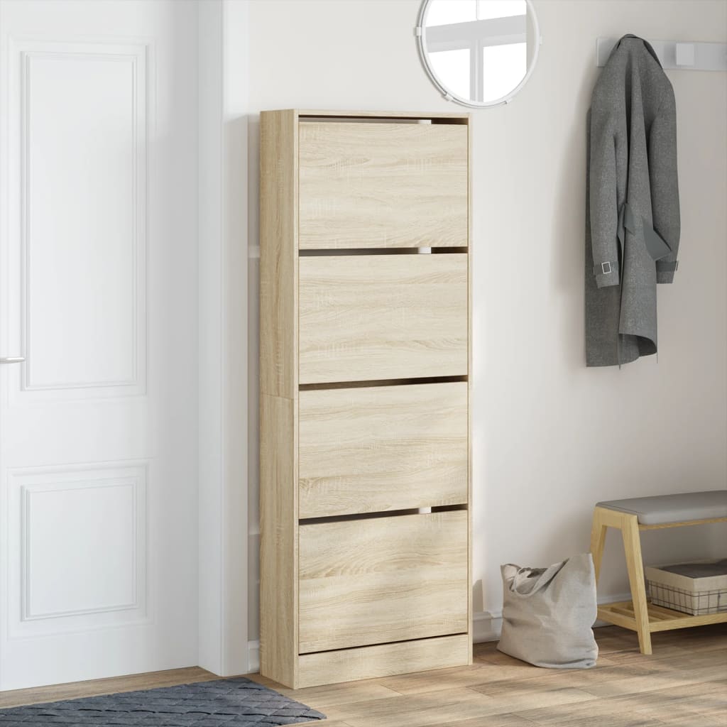 Shoe Cabinet Sonoma Oak 60x21x163.5 cm Engineered Wood